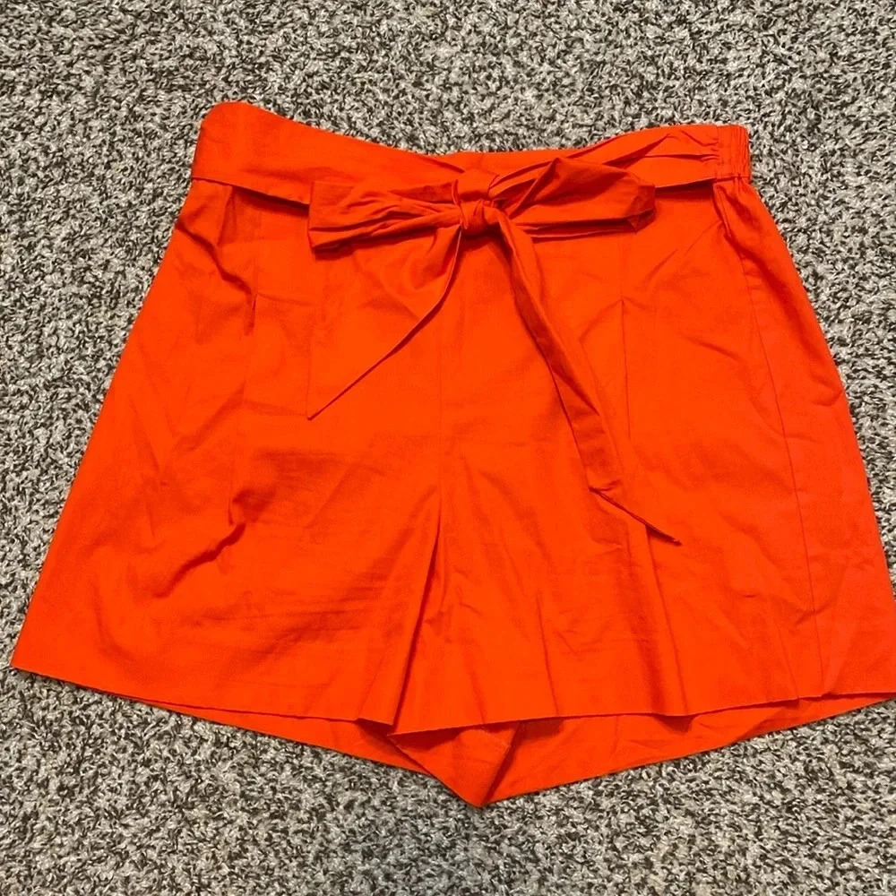 J. Crew Tie-Waist Short in Cotton Poplin Red
